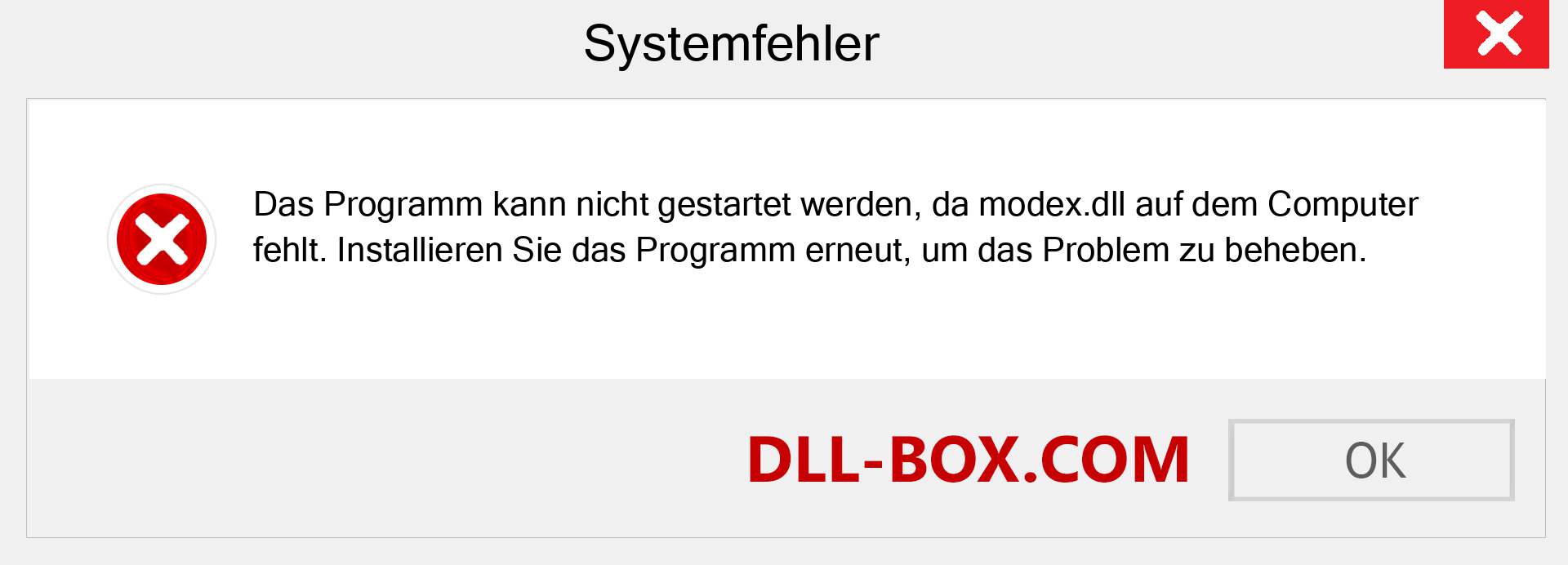 modex.dll-Datei fehlt?. Download für Windows 7, 8, 10 - Fix modex dll Missing Error unter Windows, Fotos, Bildern